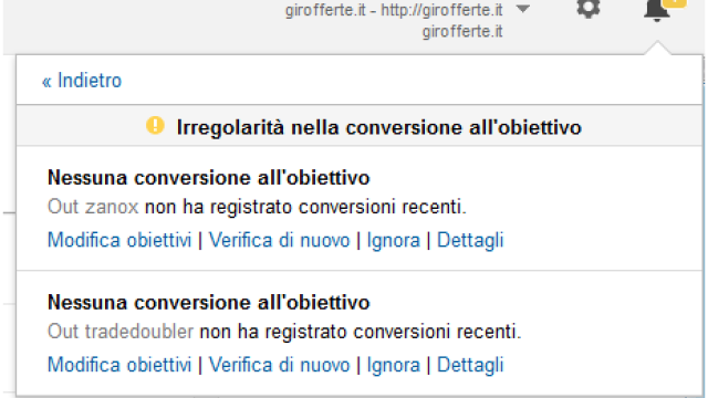notifiche in analytics